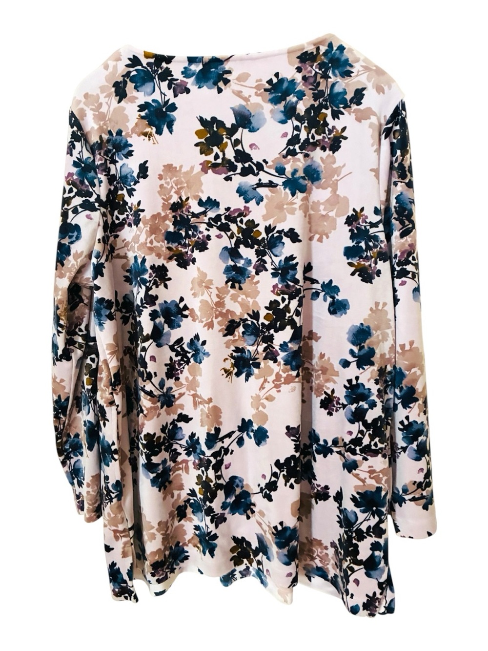 J. Jill Sz XL Pink Velvet Floral Scoop-Neck Long Sleeve Top w/ Pockets - Picture 8 of 9